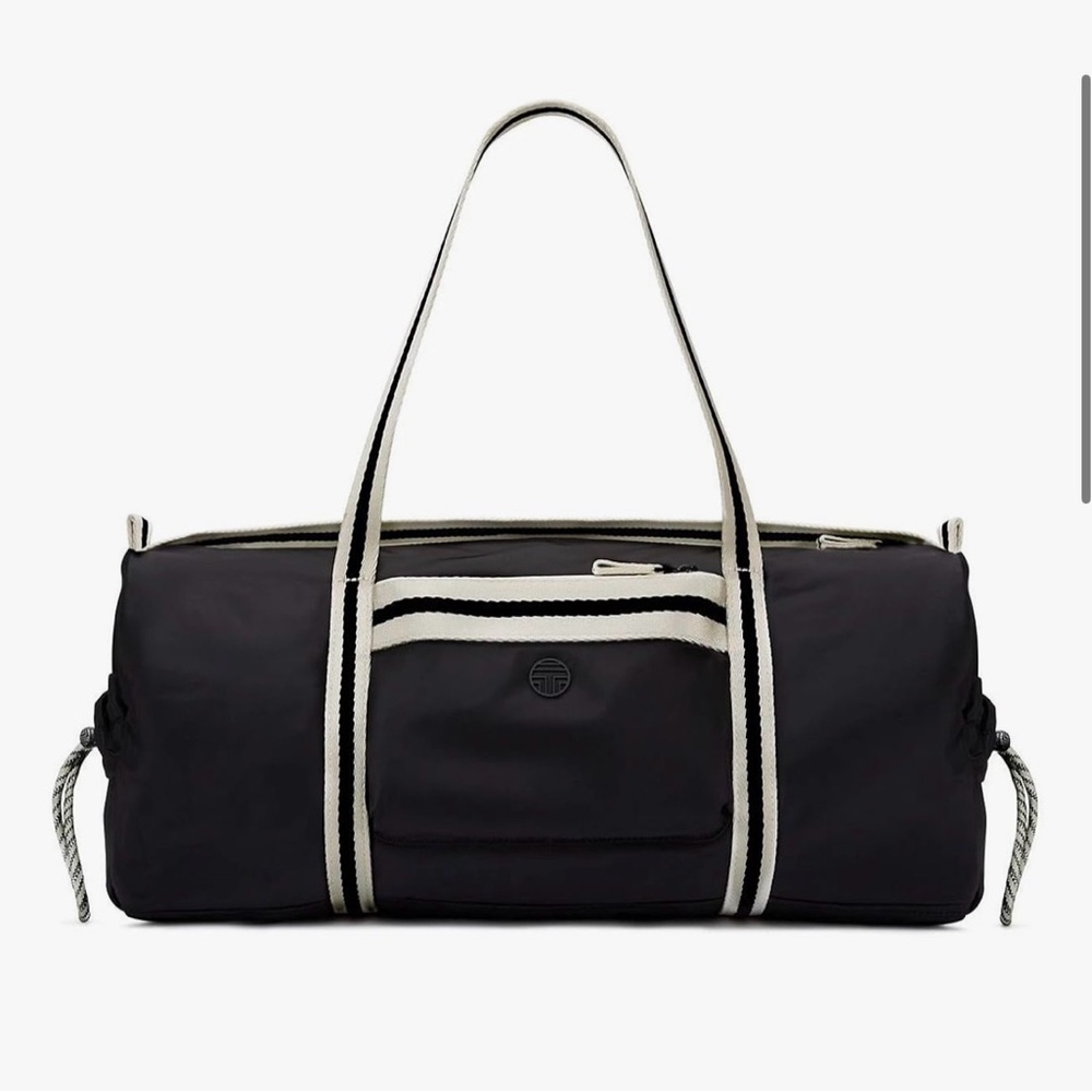 Rare TORY BURCH Stylish Black Tote with White Straps